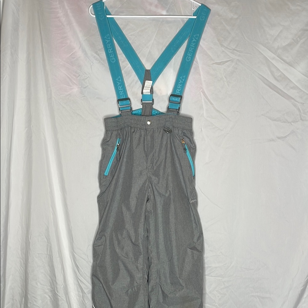 Roxy Gray and Blue Overalls with Adjustable Straps